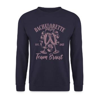 Bachelorette Party 2025 Team Braut Name eintragen - Unisex Pullover - Navy - Vorne - Alina (178cm) & Michal (187cm)