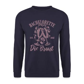 Bachelorette Party 2025 Die Braut Name eintragen - Unisex Pullover - Navy - Vorne - Alina (178cm) & Michal (187cm)