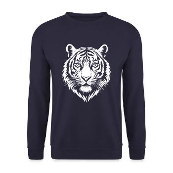 Tiger - Tiger Head - Big Cat - Costume - Unisex Sweatshirt - navy - Front - Alina (178cm) & Michal (187cm)