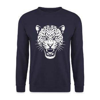 Leopard - Raubkatze, Afrika, Kostüm - Unisex Pullover - Navy - Vorne - Alina (178cm) & Michal (187cm)