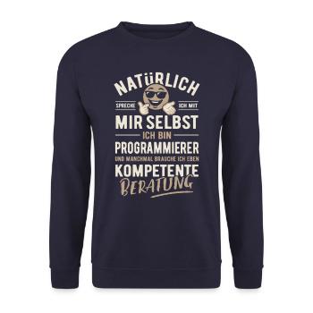 Natürlich sprech ich mit mir selbst, Programmierer - Unisex Pullover - Navy - Vorne - Alina (178cm) & Michal (187cm)