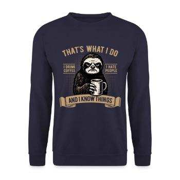 Je bois du café, je déteste les gens et je sais des choses - Sweat-shirt Unisexe - marine - Devant - Alina (178cm) & Michal (187cm)