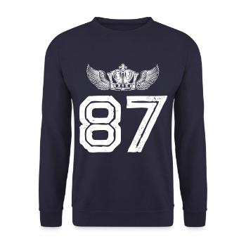 87 Number crown - Unisex Sweatshirt - navy - Front - Alina (178cm) & Michal (187cm)