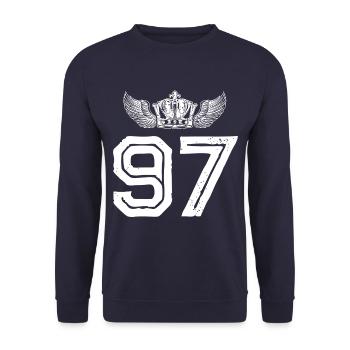 97 Number crown - Unisex Sweatshirt - navy - Front - Alina (178cm) & Michal (187cm)