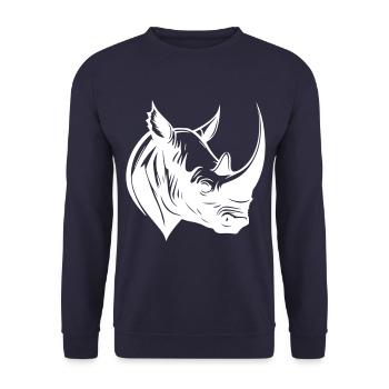 Rhinoceros Animal Head - Unisex Sweatshirt - navy - Front - Alina (178cm) & Michal (187cm)
