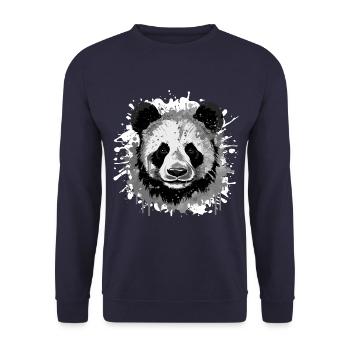 Panda Head Portrait Animal - Unisex Sweatshirt - navy - Front - Alina (178cm) & Michal (187cm)