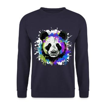 Panda Head Portrait Colorful - Unisex Sweatshirt - navy - Front - Alina (178cm) & Michal (187cm)