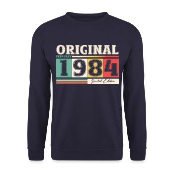 40e anniversaire mari février Vintage 1984 Original - Sweat-shirt Unisexe - marine - Devant - Alina (178cm) & Michal (187cm)