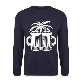 Bier Palmen Insel Urlaub - Unisex Pullover - Navy - Vorne - Alina (178cm) & Michal (187cm)