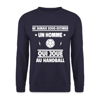 Ne jamais sous-estimer un homme qui joue au hand - Sweat-shirt Unisexe - marine - Devant - Alina (178cm) & Michal (187cm)