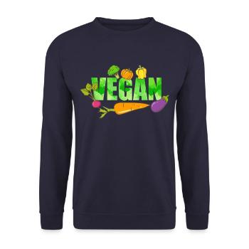 Go Vegan Vegan Vegetarian Vegetables instead of meat - Unisex Sweatshirt - navy - Front - Alina (178cm) & Michal (187cm)