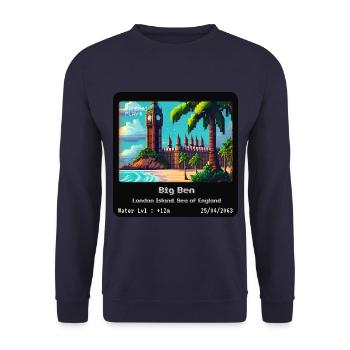 Big Ben London Island, Sea of England - Unisex Sweatshirt - navy - Front - Alina (178cm) & Michal (187cm)