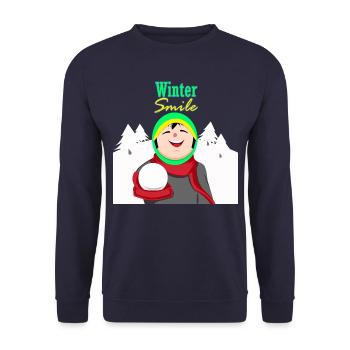 Winter delights, winter fun, winter smile - Unisex Sweatshirt - navy - Front - Alina (178cm) & Michal (187cm)