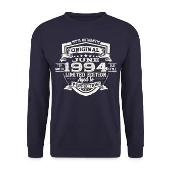 29ème Anniversaire Juin Millésime 1994 Bouclier Original - Sweat-shirt Unisexe - marine - Devant - Alina (178cm) & Michal (187cm)