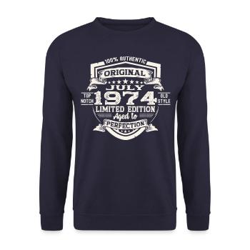 49th Birthday Man Original July Vintage 1974 - Unisex Sweatshirt - navy - Front - Alina (178cm) & Michal (187cm)