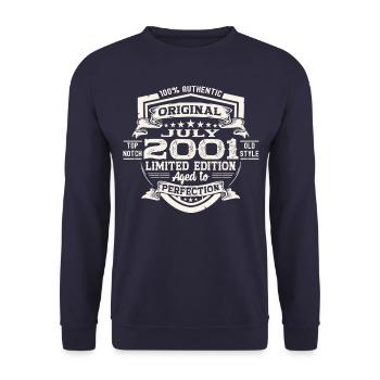 22nd Birthday Man Original July Vintage 2001 - Unisex Sweatshirt - navy - Front - Alina (178cm) & Michal (187cm)