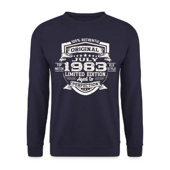 40th Birthday Man Original July Vintage 1983 - Unisex Sweatshirt - navy - Front - Alina (178cm) & Michal (187cm)