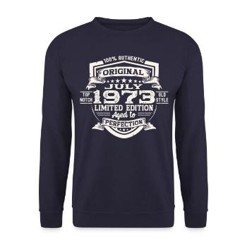 50th Birthday Man Original July Vintage 1973 - Unisex Sweatshirt - navy - Front - Alina (178cm) & Michal (187cm)