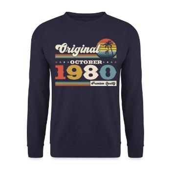 43ème anniversaire Octobre Millésime 1980 Millésime - Sweat-shirt Unisexe - marine - Devant - Alina (178cm) & Michal (187cm)