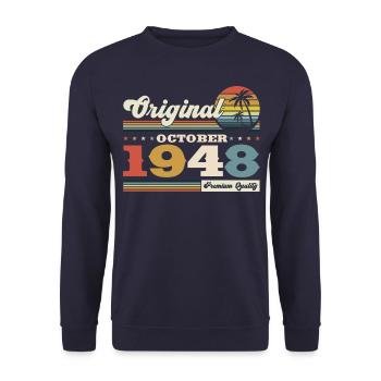 75ème Anniversaire Octobre Millésime 1948 Millésime - Sweat-shirt Unisexe - marine - Devant - Alina (178cm) & Michal (187cm)
