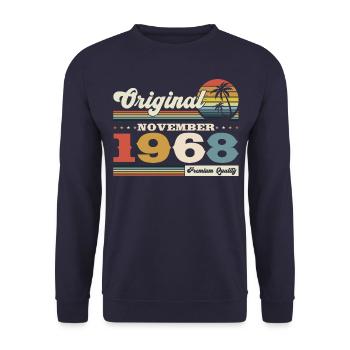 55e anniversaire mari Vintage 1968 Vintage rétro - Sweat-shirt Unisexe - marine - Devant - Alina (178cm) & Michal (187cm)