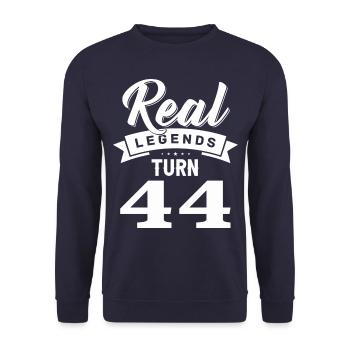 Real legends turn 44, 44 birthday - Unisex Sweatshirt - navy - Front - Alina (178cm) & Michal (187cm)