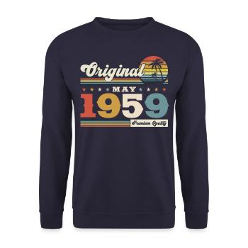 Original 1959 Jahrgang 1959 65. Geburtstag 1959 - Unisex Pullover - Navy - Vorne - Alina (178cm) & Michal (187cm)