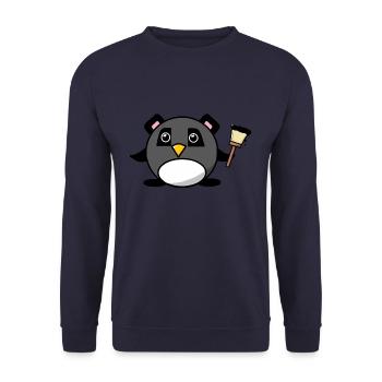 T-shirt d'artiste peintre pingouin pour enfants - Sweat-shirt Unisexe - marine - Devant - Alina (178cm) & Michal (187cm)