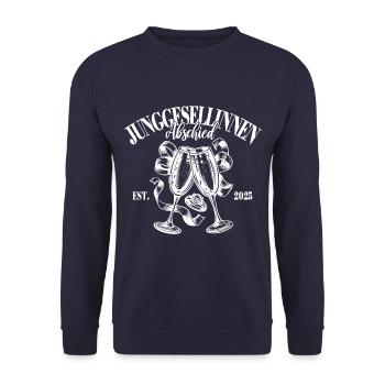 JGA Junggesellinnen Abschied - Name eintragen - Unisex Pullover - Navy - Vorne - Alina (178cm) & Michal (187cm)