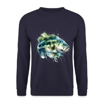 Bass Fish - Unisex Sweatshirt - navy - Front - Alina (178cm) & Michal (187cm)