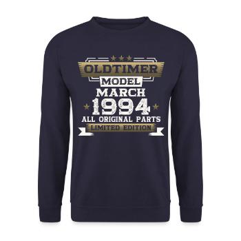 30th Birthday Classic Car March Vintage 1994 - Unisex Sweatshirt - navy - Front - Alina (178cm) & Michal (187cm)