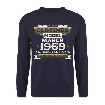 55th Birthday Classic Car March Vintage 1969 - Unisex Sweatshirt - navy - Front - Alina (178cm) & Michal (187cm)