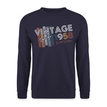 66ème Anniversaire Millésime Septembre 1958 Cru 58 - Sweat-shirt Unisexe - marine - Devant - Alina (178cm) & Michal (187cm)