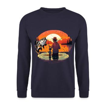 Barschfisch Vater und Sohn - Unisex Pullover - Navy - Vorne - Alina (178cm) & Michal (187cm)