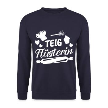 Teig Flüsterin Backen Kuchen Spruch - Unisex Pullover - Navy - Vorne - Alina (178cm) & Michal (187cm)