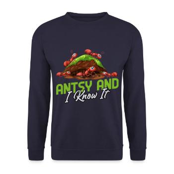 Antsy and I know it - Unisex Pullover - Navy - Vorne - Alina (178cm) & Michal (187cm)