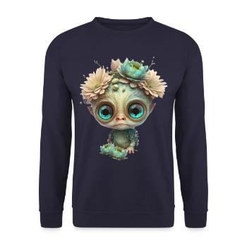 Mignon extraterrestre avec des fleurs - Sweat-shirt Unisexe - marine - Devant - Alina (178cm) & Michal (187cm)