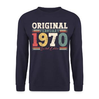 55ème anniversaire cadeau mari Original février 1970 - Sweat-shirt Unisexe - marine - Devant - Alina (178cm) & Michal (187cm)