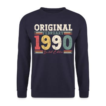35ème anniversaire cadeau mari Original février 1990 - Sweat-shirt Unisexe - marine - Devant - Alina (178cm) & Michal (187cm)