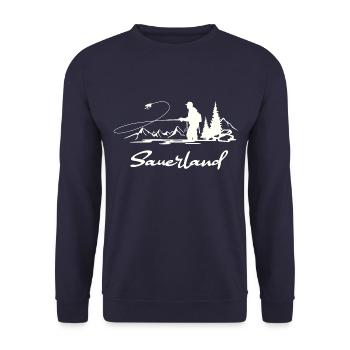 Sauerland Fliegenfischen - Unisex Pullover - Navy - Vorne - Alina (178cm) & Michal (187cm)