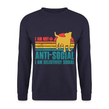 I am not anti-social I am selectively Jack Russell - Unisex Sweatshirt - navy - Front - Alina (178cm) & Michal (187cm)
