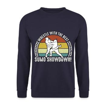 Wrestle with the best Sumo Showdown - Unisex Sweatshirt - navy - Front - Alina (178cm) & Michal (187cm)