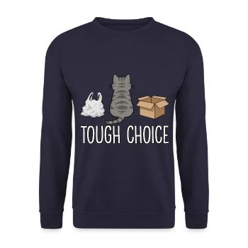 Harte Wahl Lustiger Katzenspruch - Unisex Pullover - Navy - Vorne - Alina (178cm) & Michal (187cm)