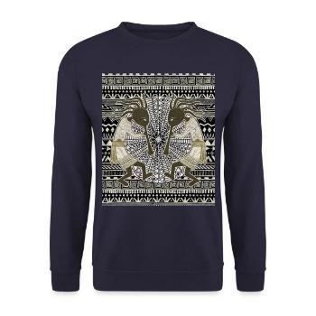 Native American Kokopelli Musicans - Mandala 1 - Unisex Sweatshirt - navy - Front - Alina (178cm) & Michal (187cm)