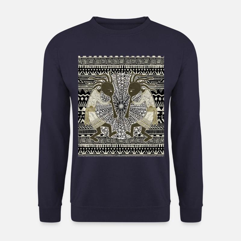 Native American Kokopelli Musicans - Mandala 1 - Unisex Pullover - Navy