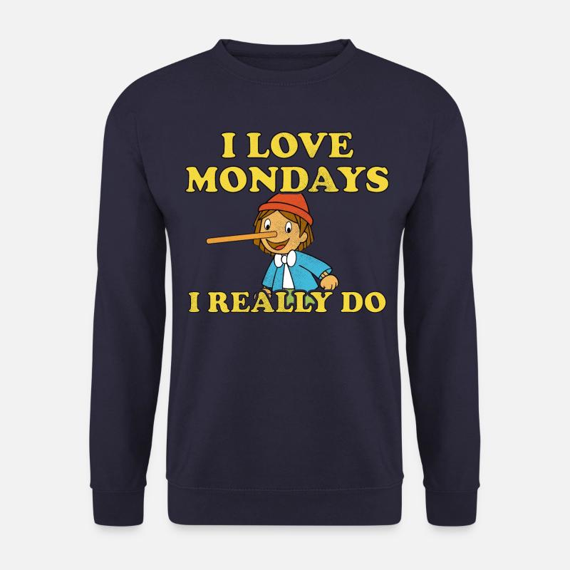Pinocchio Aime Les Lundis - Sweat-shirt Unisexe - marine