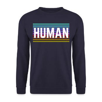 HUMAN LGBTQ Love Queer Statement Rainbow Logo - Unisex Sweatshirt - navy - Front - Alina (178cm) & Michal (187cm)