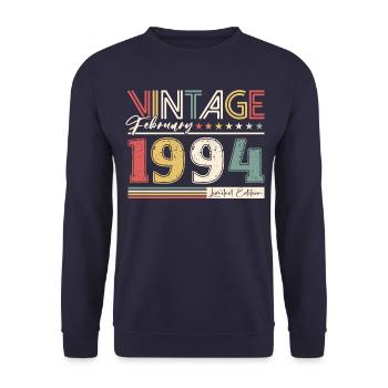 30. Geburtstag Vintage Februar Jahrgang 1994 - Unisex Pullover - Navy - Vorne - Alina (178cm) & Michal (187cm)