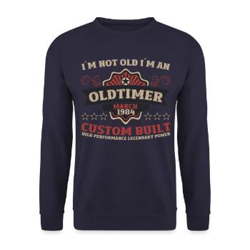 40th Birthday March Vintage 1984 Classic Car - Unisex Sweatshirt - navy - Front - Alina (178cm) & Michal (187cm)