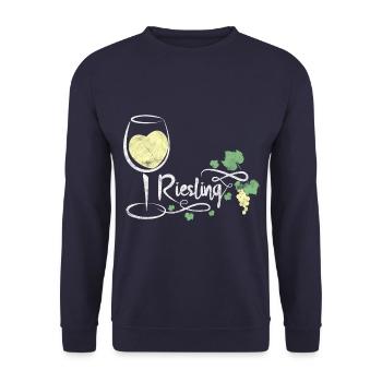 Riesling Rotwein trinken Wein trinken Spruch - Unisex Pullover - Navy - Vorne - Alina (178cm) & Michal (187cm)